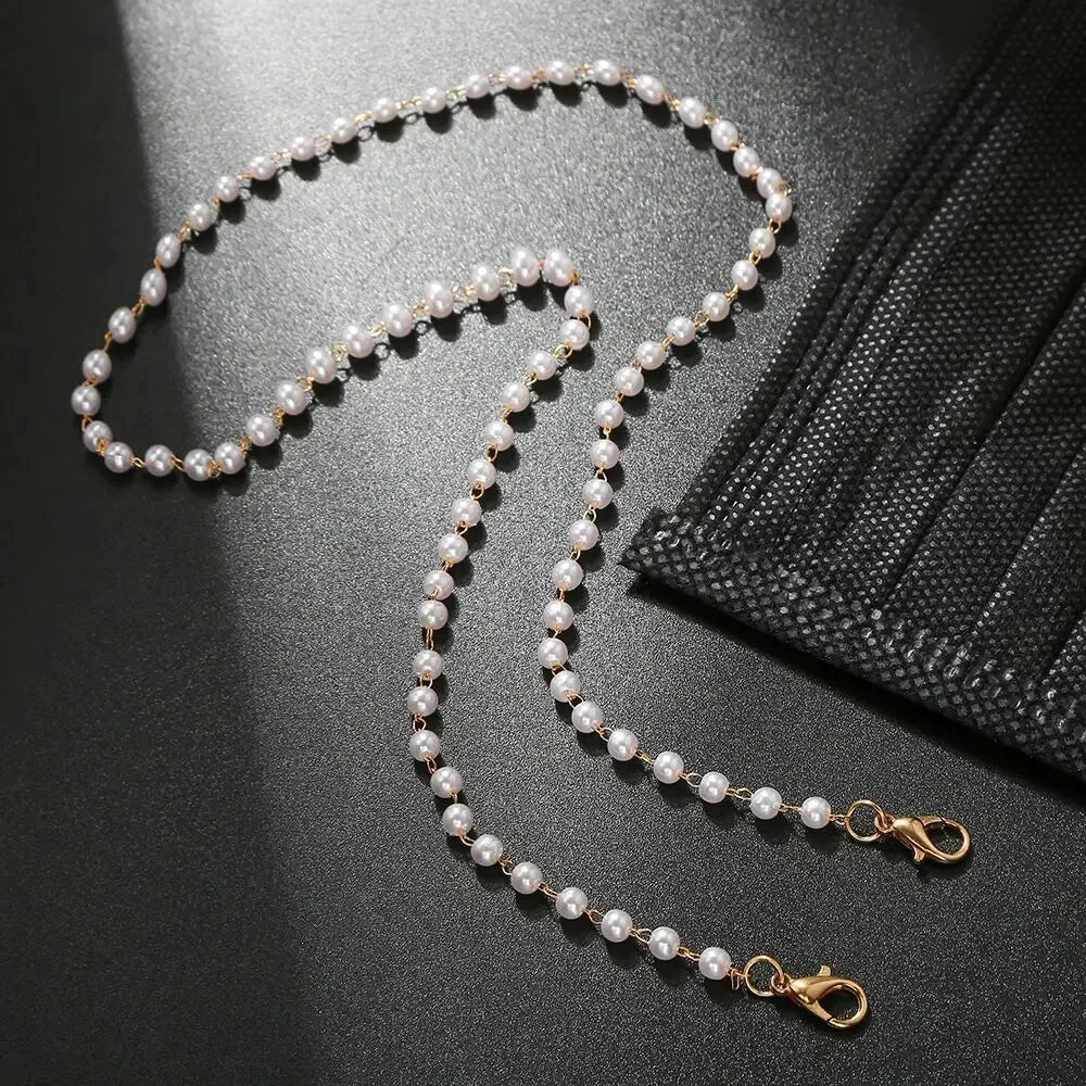 Fashion Eyeglasses Chain Imitation Pearl Beaded Trendy Women Outside Casual Sunglasse alternate view