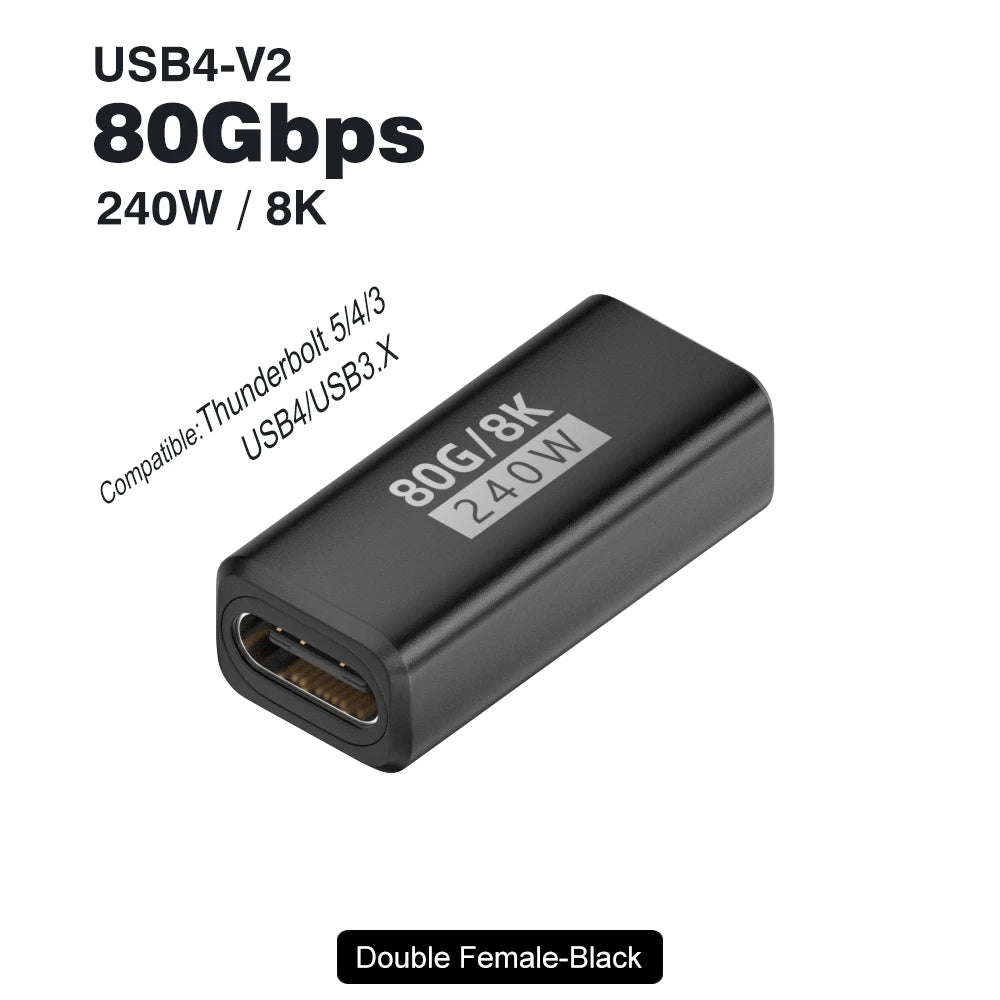 USB4 V2 90 Degree Type C Angle Adapter 80Gbps Thunderbolt 5 4 3 Elbow Adapter 240W US alternate view