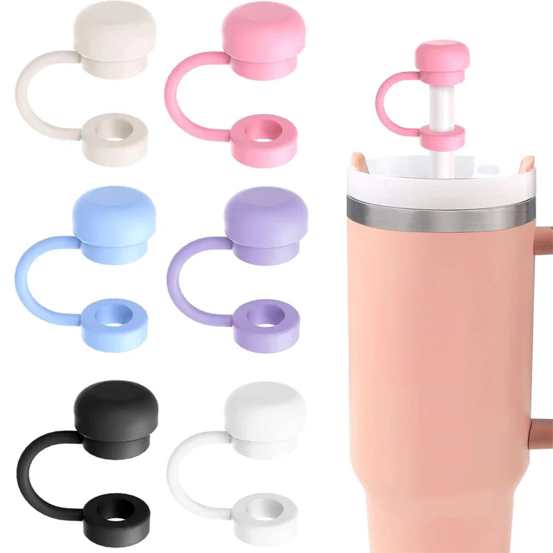 Straw Covers Cap Reusable Silicone Straw Toppers Compatible With Stanley Cup Spill Le alternate view