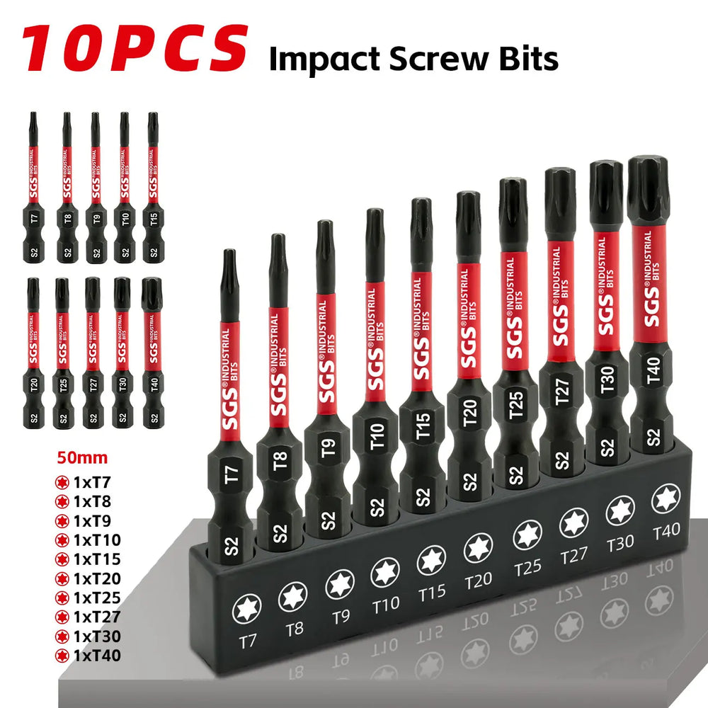 10-Piece Magnetic Star-Shaped Bit Set | Professional S2 Alloy Steel Torx Screwdriver Bits for Impact