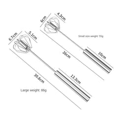 Stainless Steel Manual Egg Beater | Semi-Automatic Rotary Cream Blender for Baking detail view