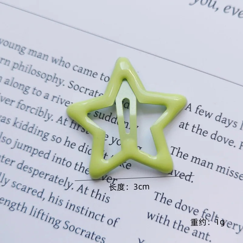 10pcs Colorful Star BB Hair Clips Girls Y2K Cute Star Barrettes Women Simple Metal Snap detail view