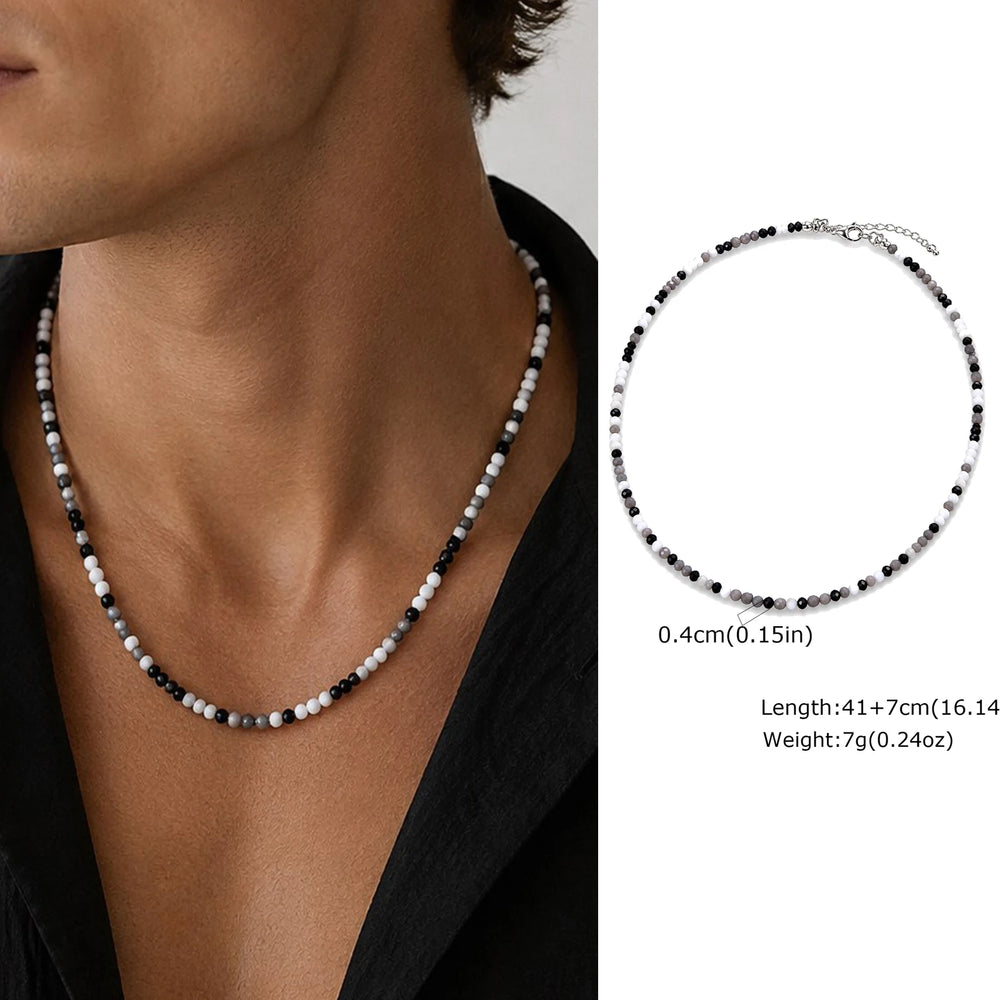 Synthetic Turquoise Necklace for Men | Natural Stone Mini Beads Summer Beach Bohemian Je detail view