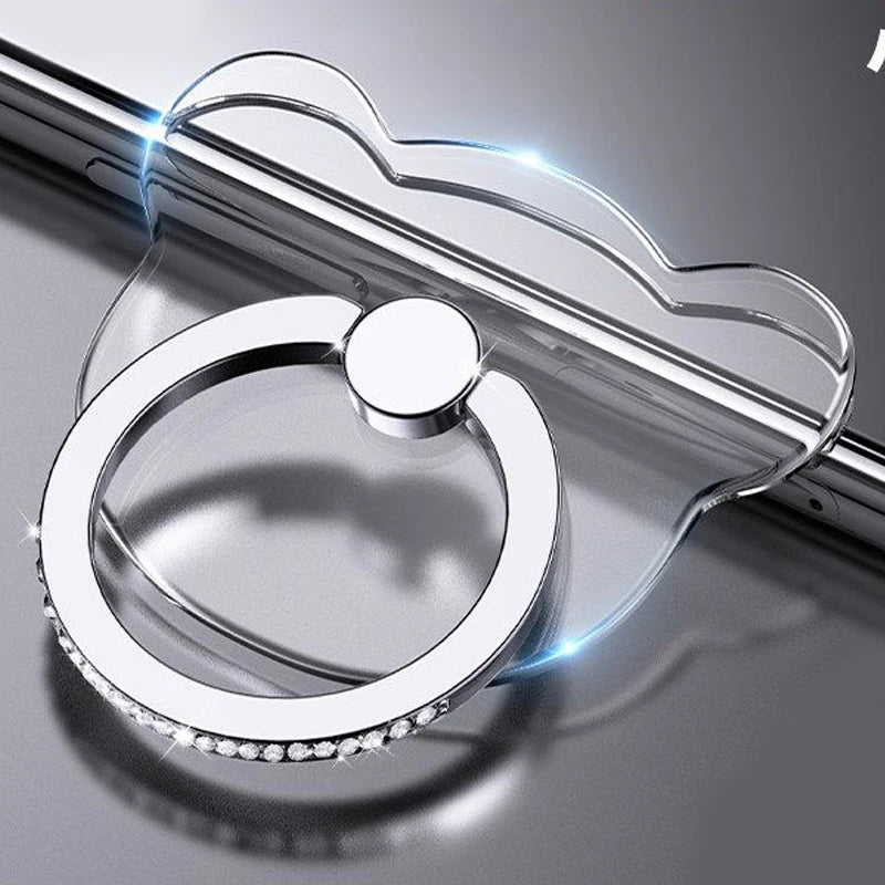Transparent Cell Phone Ring Holder Stand 360°Degree Rotation Clear Finger Grip Kickstand detail view