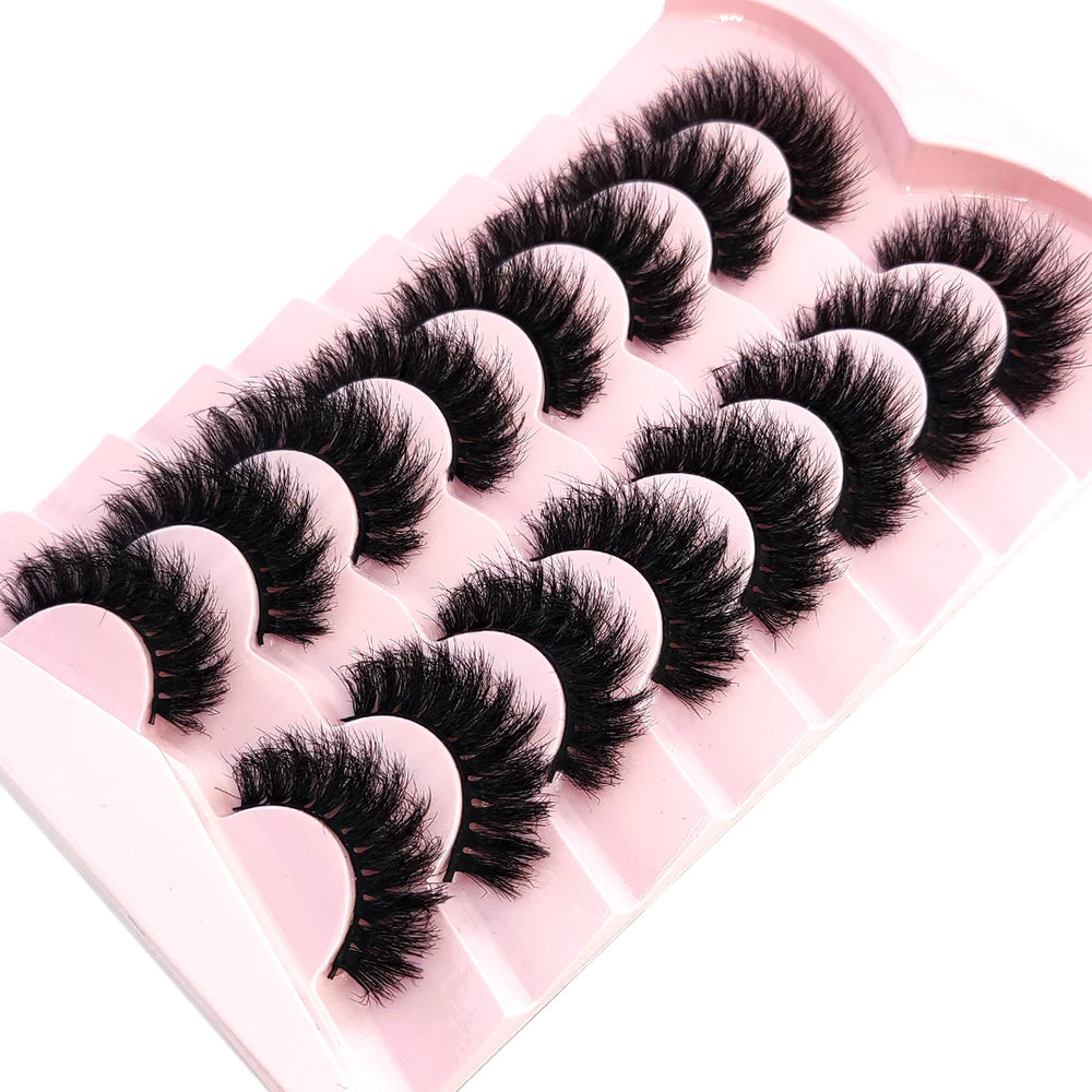5-8 Pairs Natural Russian Striped Mink Lashes | 3D Volume Wavy False Eyelash Extensio lifestyle view