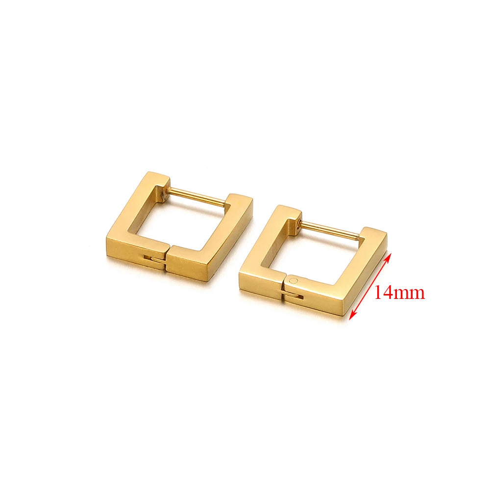 2pcs Geometric Stainless Steel Hoop Earrings | Trendy Daily Wear for Men Women close-up view