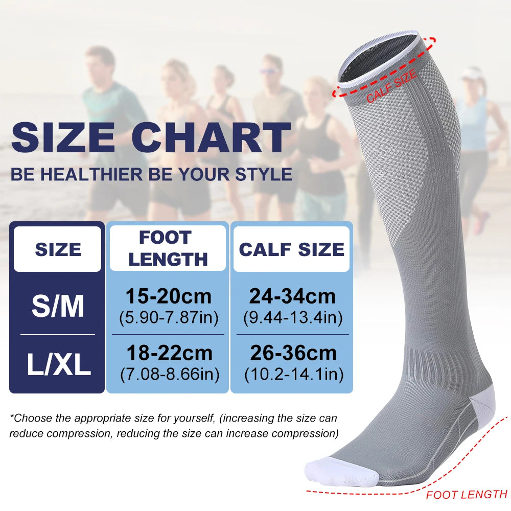 1Pair Compression Socks Women & Men Graduated 20-30mmHg for Running, Athletic, Flight alternate view