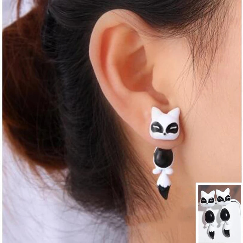 New Fashion Cute Animal Female Creative Handmade Earrings Polymer Clay Dinosaur Dog Ca close-up view