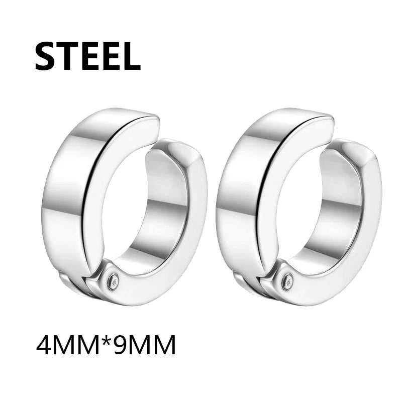 1/16 Pairs Magnetic Stud Earrings Men Stainless Steel Non-Piercing Cross Dangle Hoop Ear detail view