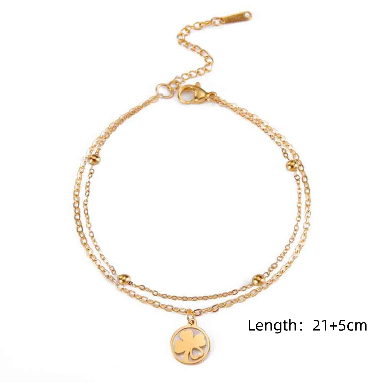 Skyrim Foot Chain of Women Men Silver Color Four-leaf Clover Stainless Steel Anklet S alternate view