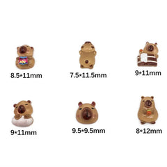 50Pcs Cartoon Cute Resin Capybara Nail Charms Creative Hamster Animal Nail Art Decoratio detail view