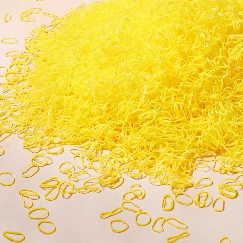 500/1000/2000pcs Girls Colourful Disposable Rubber Band Hair Ties Headband Children Po close-up view