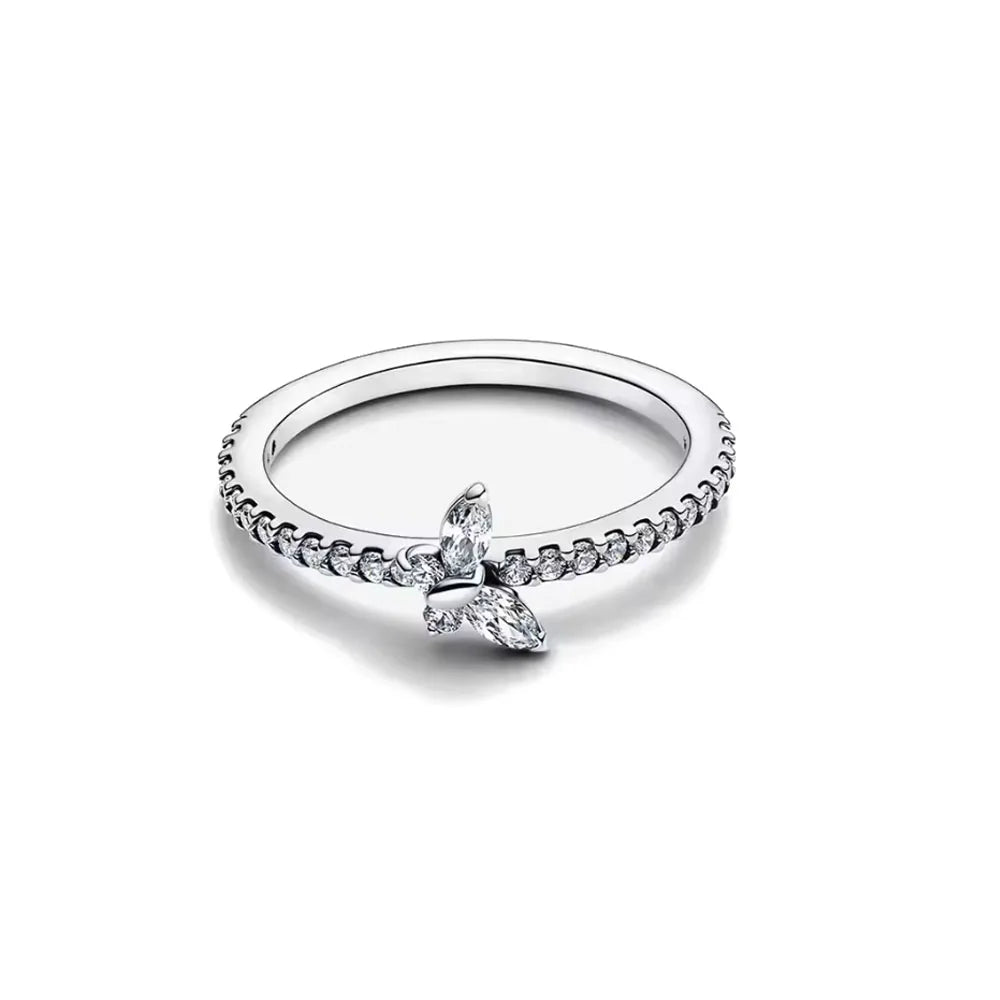 Hot Selling 925 Silver,Heart-shaped,Floral,Butterfly Ring,Size 6 7 8 9,Suitable for E alternate view