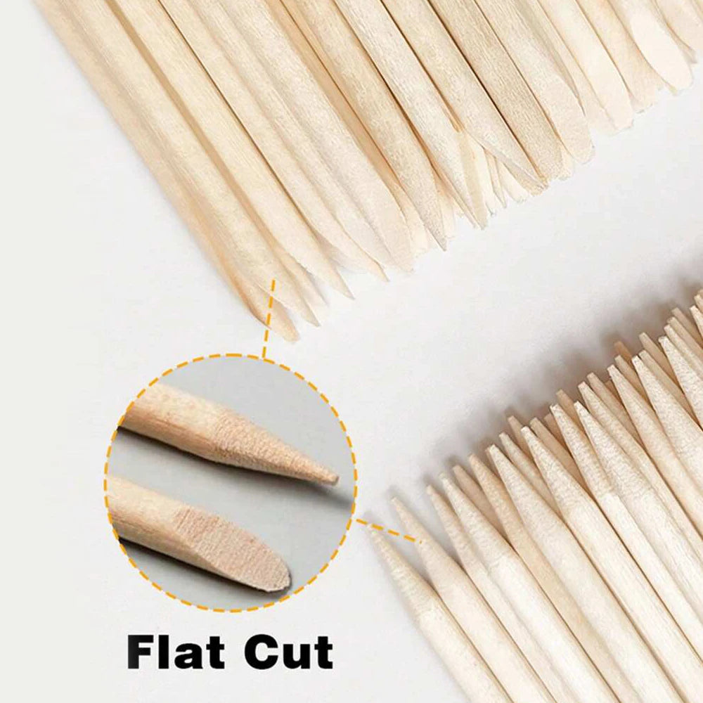 100PCS Cuticle Pusher Remover Nail Art Tools Beechwood Stick Sticks Rhinestones Picker B detail view