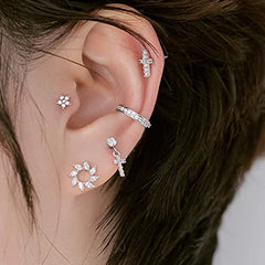 Moon Star Cartilage Earring Set | Cute Tragus Helix Daith Jewelry alternate view