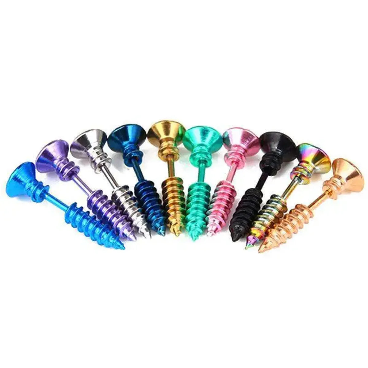 2pcs Fashion Punk 316L Stainless Steel Nail Screw Stud Earring for Women Men,Cartilag alternate view