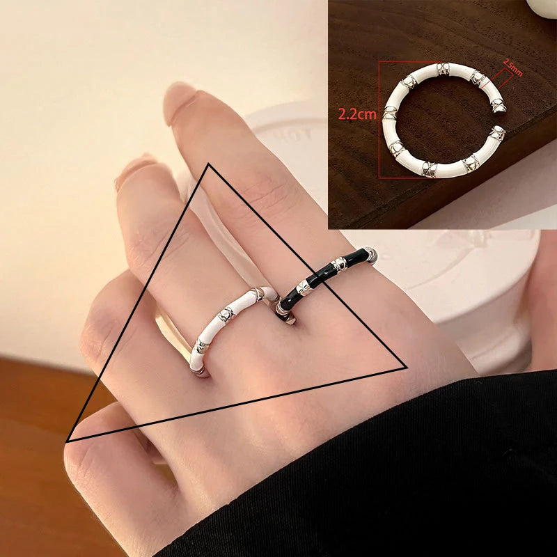 PANJBJ 925 Sterling Silve Multilayer Irregular Geometric Ring for Women Simple Charm Retro Jewelry Gift
