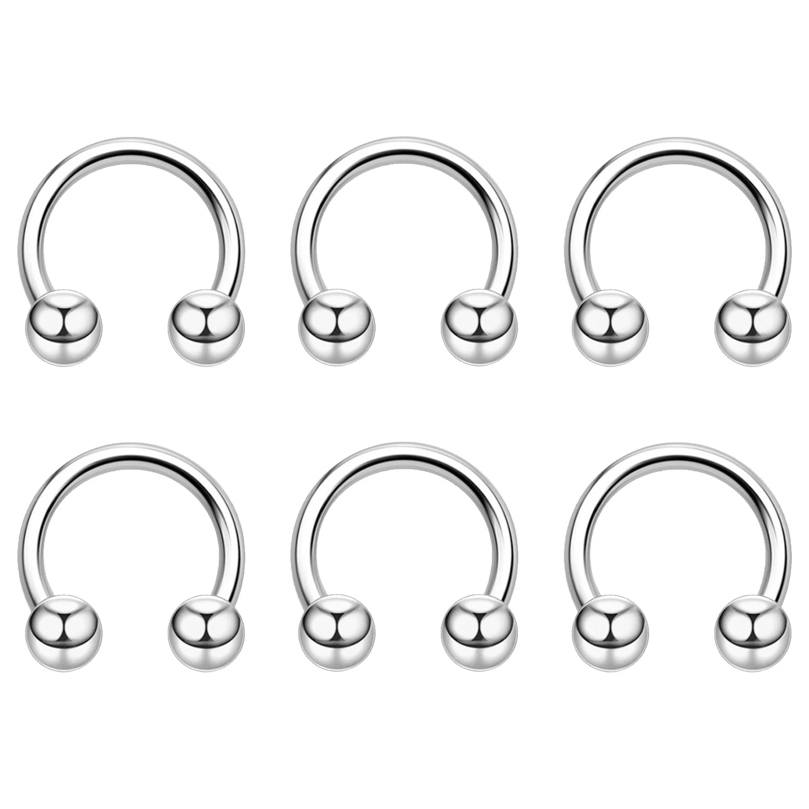 6pcs Stainless Steel U-Shaped Nose Ring - Classic Ball Closure Stud, European Style B lifestyle view