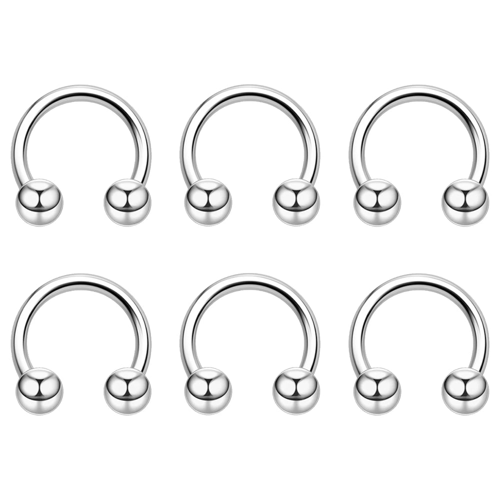 6pcs Stainless Steel U-Shaped Nose Ring - Classic Ball Closure Stud, European Style B lifestyle view