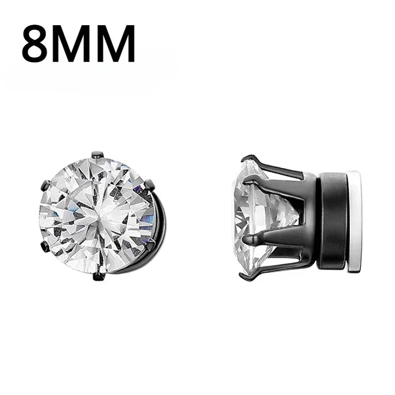 1Pairs Crystal Strong Magnetic Ear Stud Clip Earrings for Men and Women Punk Round Zi alternate view