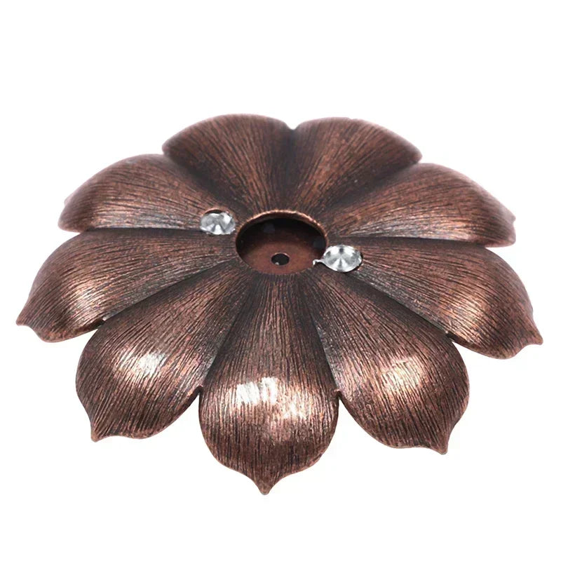 Bronze Lotus Incense Burner | Alloy Stick Holder Plate for Meditation detail view