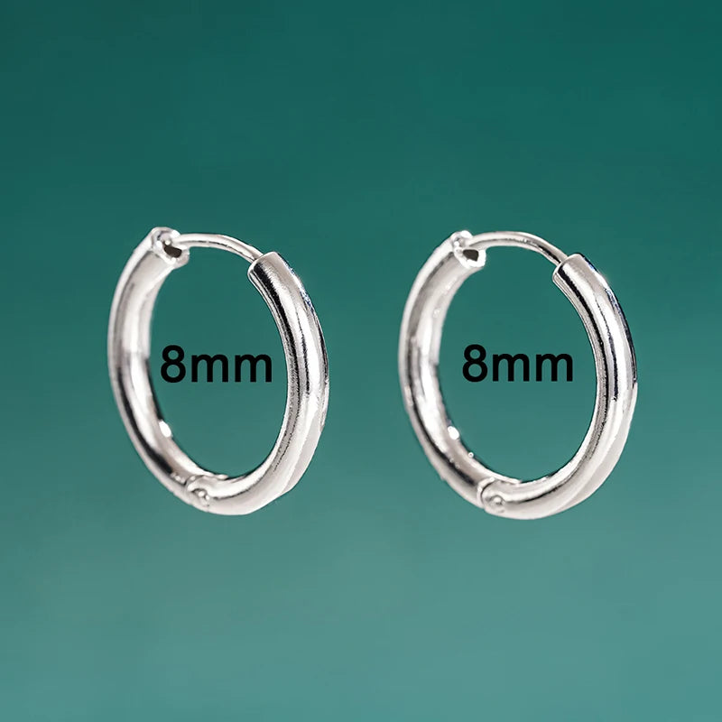 Huitan Glossy Minimalist Hoop Earrings Chic 6mm/7mm/8mm/9mm/10mm/12mm Ear Piercing Ac lifestyle view