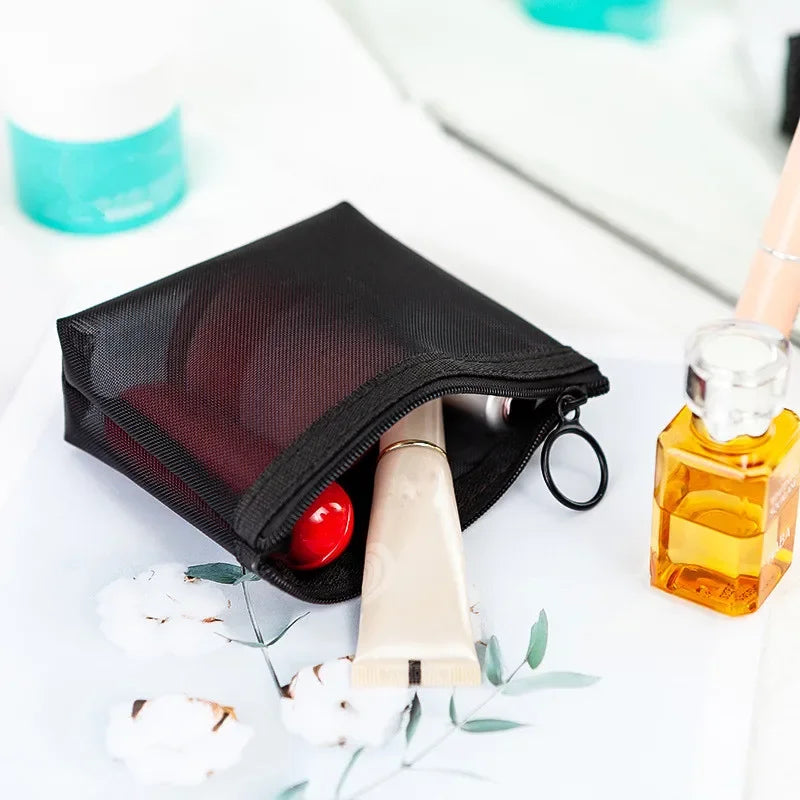 Women Black Mesh Coin Wallet Purse | Small Transparent Organizer Pouch lifestyle view