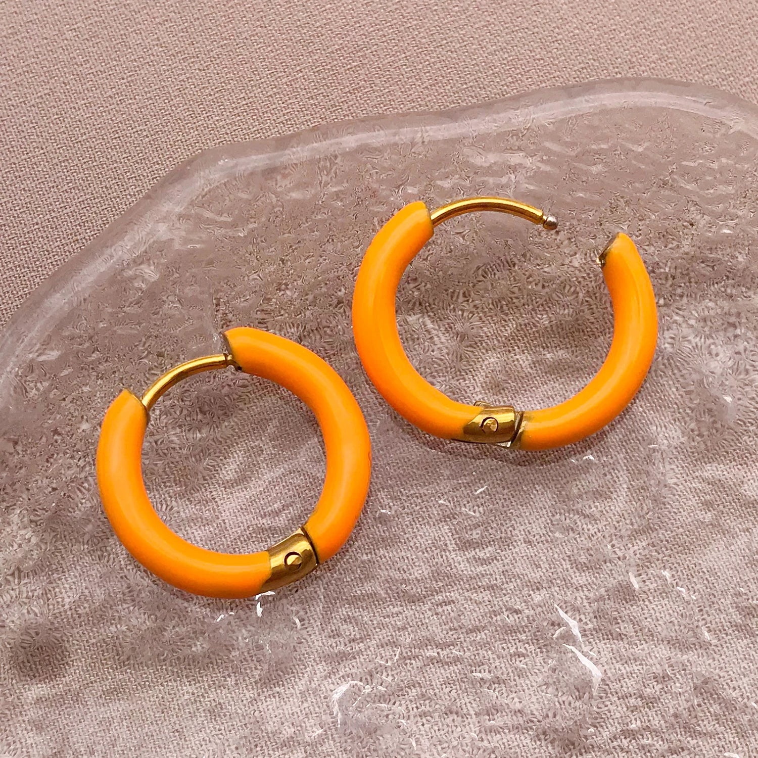 2pcs Candy Color Enamel Hoop Earrings | Sweet Summer Stainless Steel Jewelry alternate view