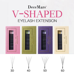 DeceMars V-shaped 3D 4D 5D 6D Eyelash Extensions | Matte Black 12 Rows Tray