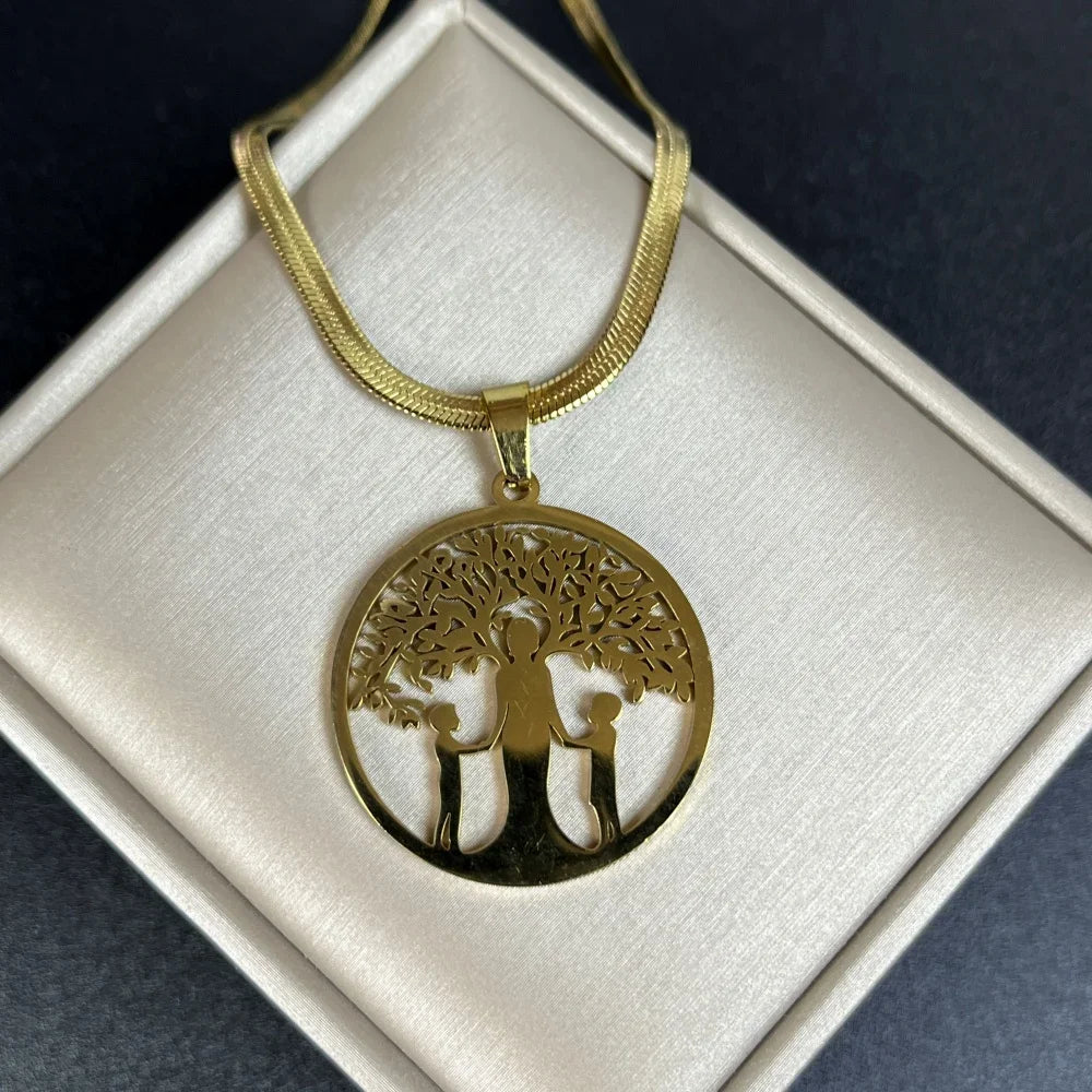 Tree of Life Pendant Necklace | Stainless Steel Family Tree Jewelry for Men and Wom additional angle