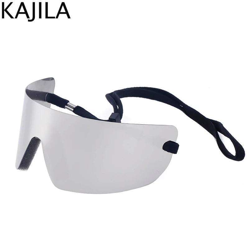 Oversized Punk Rimless Sunglasses | Y2K UV400 Mirror Lens Shades detail view