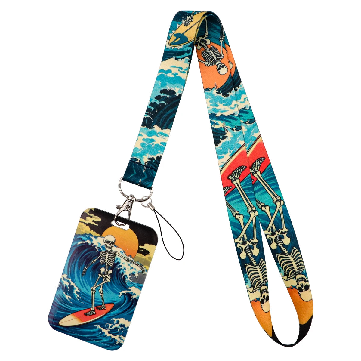 Human Skeleton Lanyard Card Holder Neck Strap for key ID Card Phone Straps Badge Holde close-up view