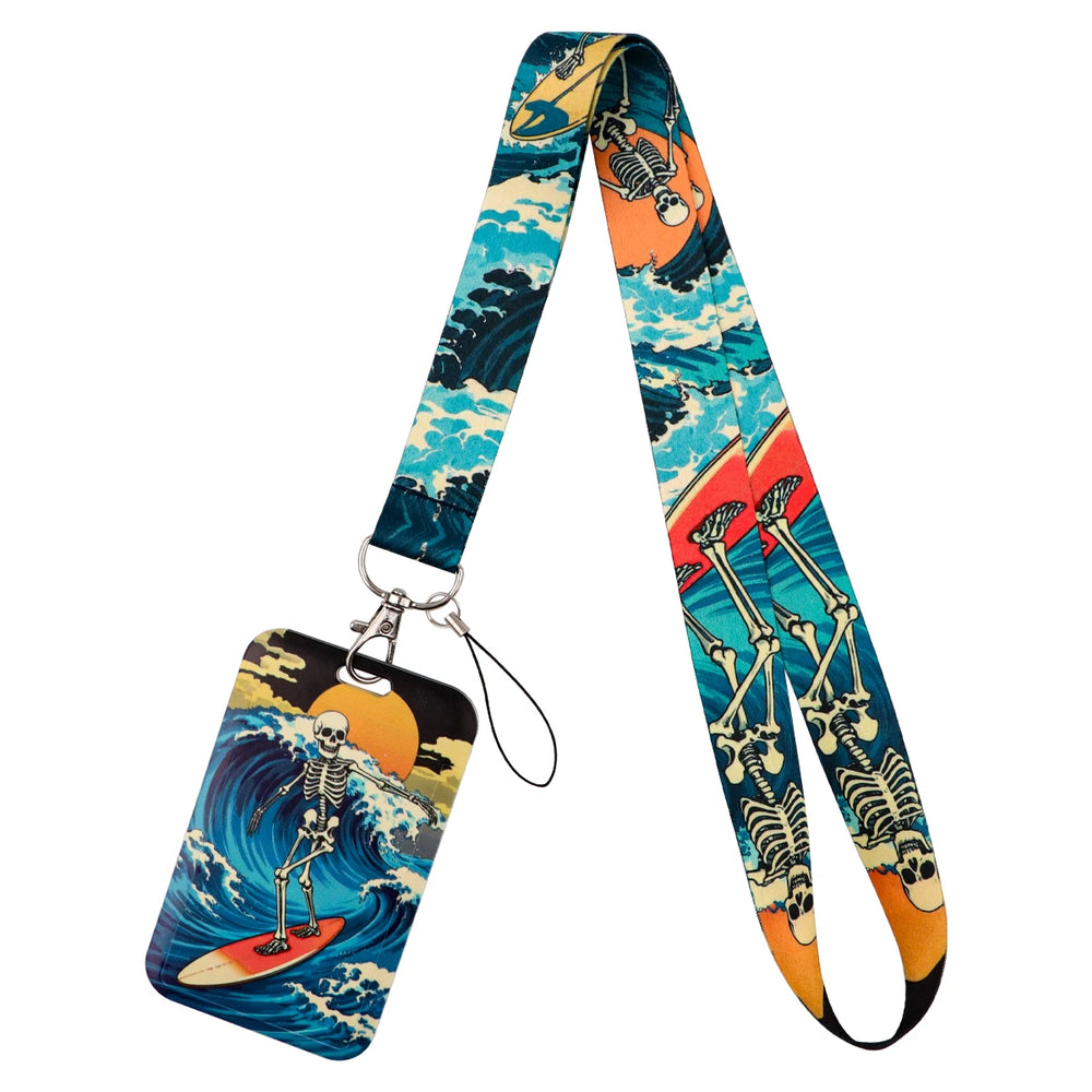 Human Skeleton Lanyard Card Holder Neck Strap for key ID Card Phone Straps Badge Holde close-up view