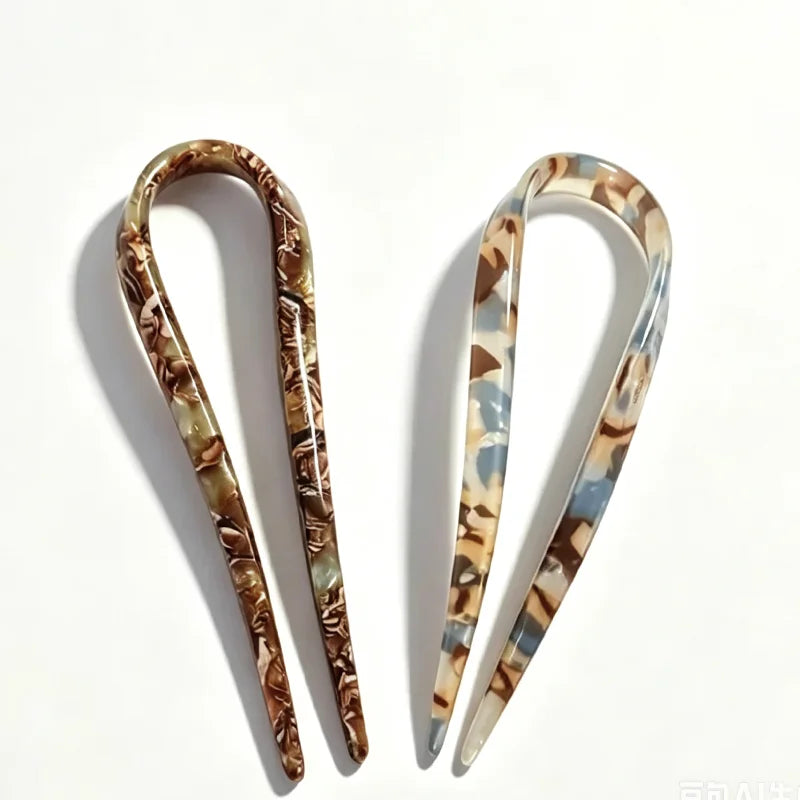 Retro U-shaped Acetate Hairclip for Women Elegant Temperament Ponytail Hairpin Fashio alternate view