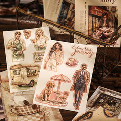 Coffee Sticker Book for DIY Scrapbooking | 20pcs Cafe Story Series detail view