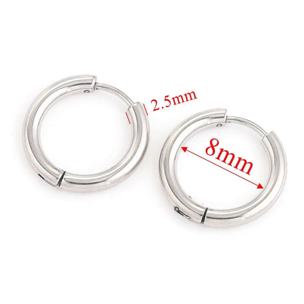 6pcs Stainless Steel Hoop Earrings Set | Hypoallergenic Korean Style Earrings for Women detail view