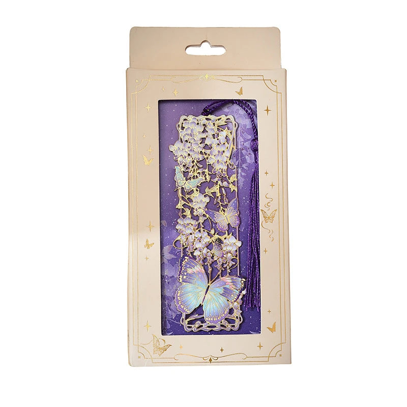 Chinese Style Tassel Hollow Butterfly Metal Bookmark Gift For Students Teachers Readin close-up view