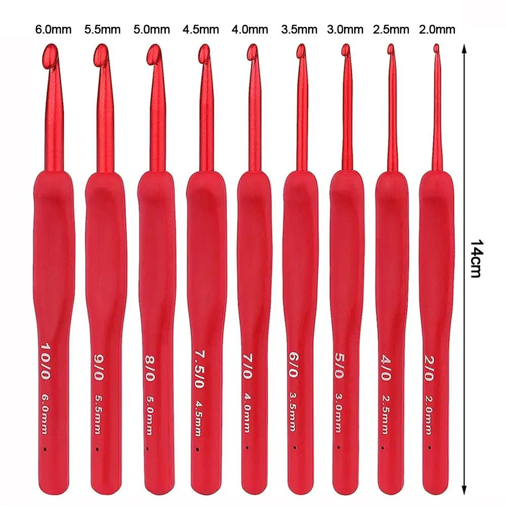 1Pcs Red Crochet Hook Silicone Handle Aluminum Hand Knitting Needles Crocheting Wea additional angle