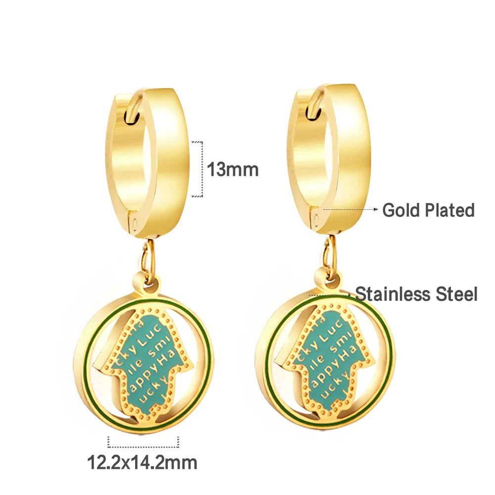 LUXUSTEEL Golden Animal style Women's Hoop Earrings Stainless Steel Earring Panda D additional angle