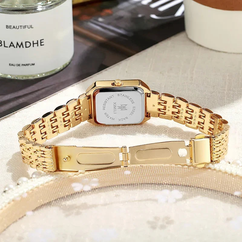 Women's Quartz Watch Rectangle Dial | Fashion Casual Steel Strap Watch lifestyle view