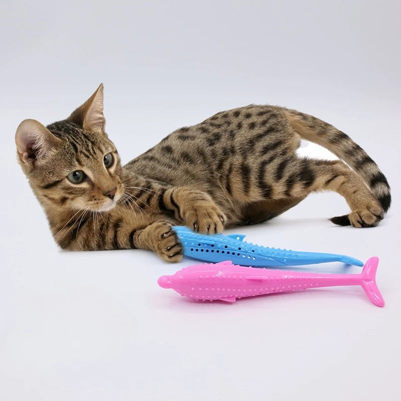 Cat Chew Toy Catnip Bite Resistant Simulated Fish Kitten Toy Silicone Teeth Cleaning Int detail view