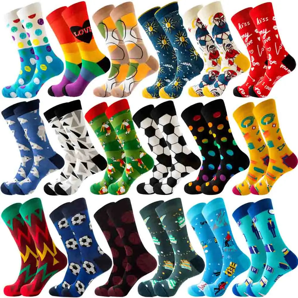 New Happy Mens Socks Women Novelty Cartoon Sock Combed Cotton Funny Men's Big Size Crew Harajuku Hip