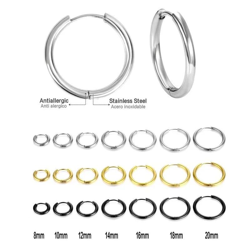 10/20Pcs Minimalist 316L Stainless Steel Small Hoop Earrings For Women Man Classic Ro lifestyle view