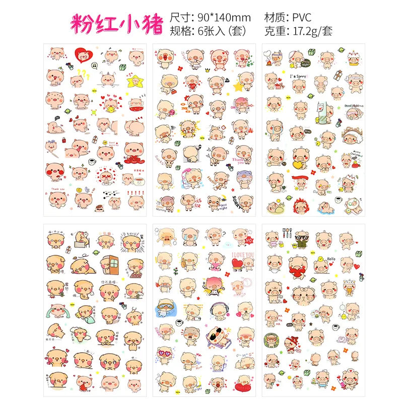 6Pcs Waterproof Cartoon Sticker Set | Cute DIY Decals for Laptops, Phones, and Plan additional angle
