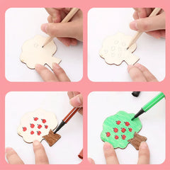 20pcs Montessori Kids Drawing Toys Wooden DIY Painting Stencils Set Craft Toy Coloring close-up view