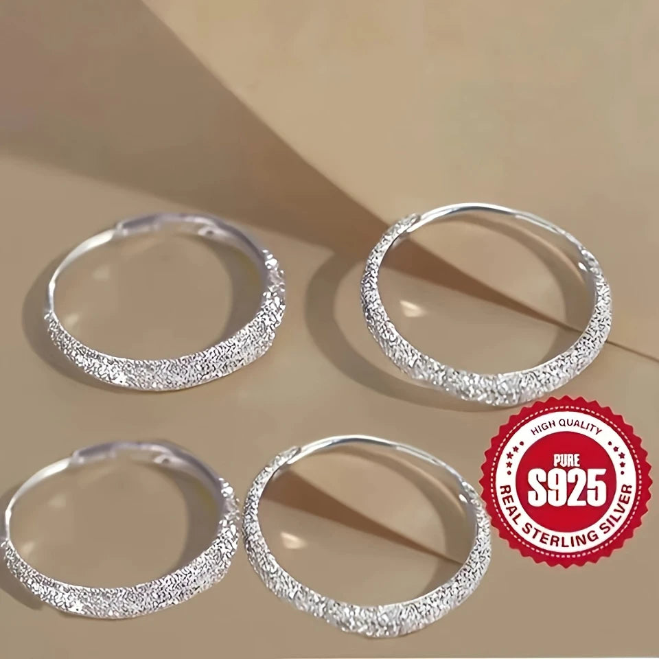 Pure Silvery Earrings For Women Frosted Sparkling Starry Circle Earrings Valentine's Mot detail view