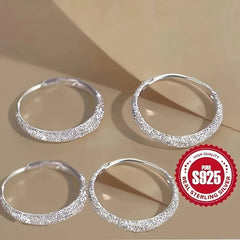 Pure Silvery Earrings For Women Frosted Sparkling Starry Circle Earrings Valentine's Mot detail view