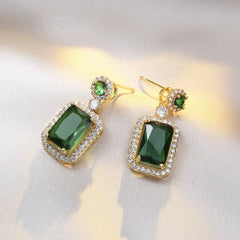 4PCS Sets Exquisite Quadrate Rhinestone Necklace Earrings Ring Jewelry Set Charm Ladie close-up view