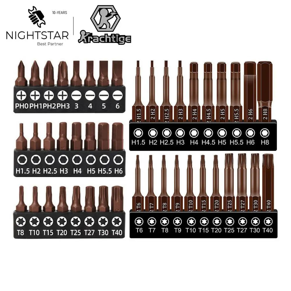 Screwdriver Bits Set 25mm 50mm | S2 Alloy Steel Magnetic Screwdriver Bits for Phillips, Slotted, Hex