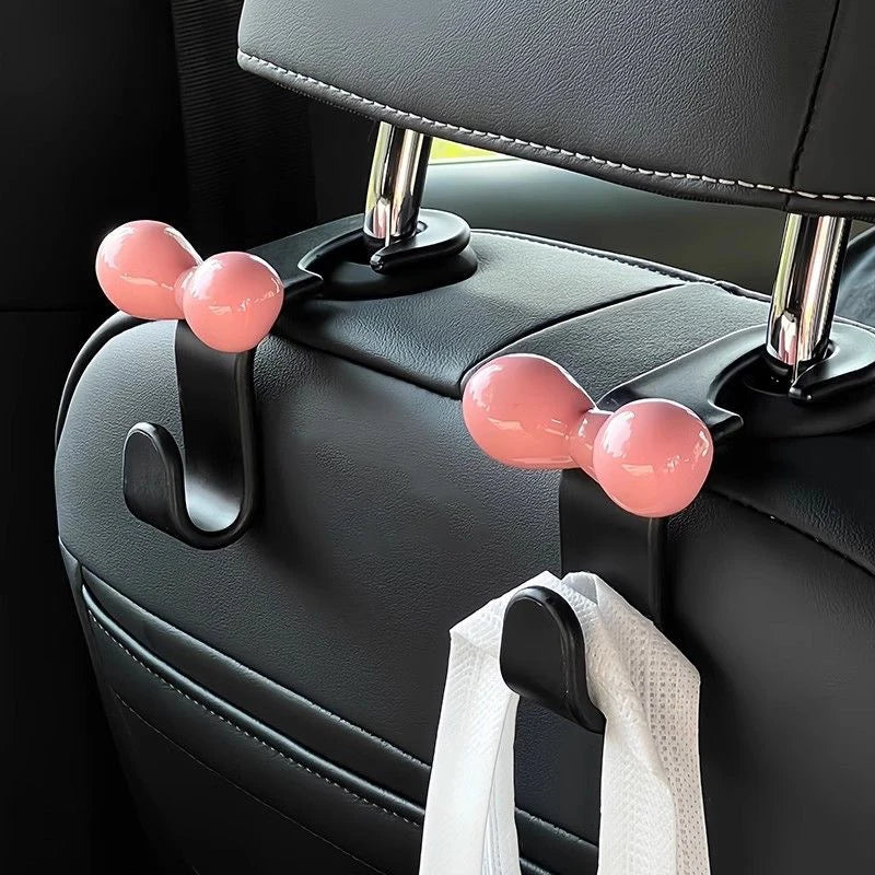 1pcs Cute Bow Pink Car Seat Back Hook Non Marking Headrest Hanger for Purse Umbrella alternate view